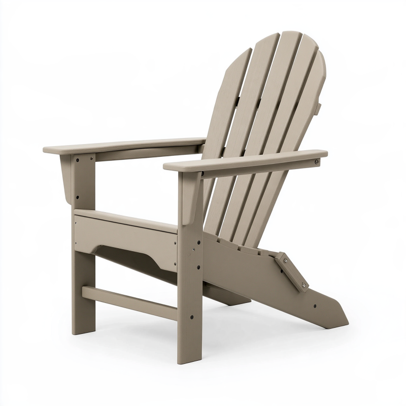 Adirondackstuhl 80 x 88 x 95 cm aus Kunststoff Taupe für Garten mit hoher Rückenlehne