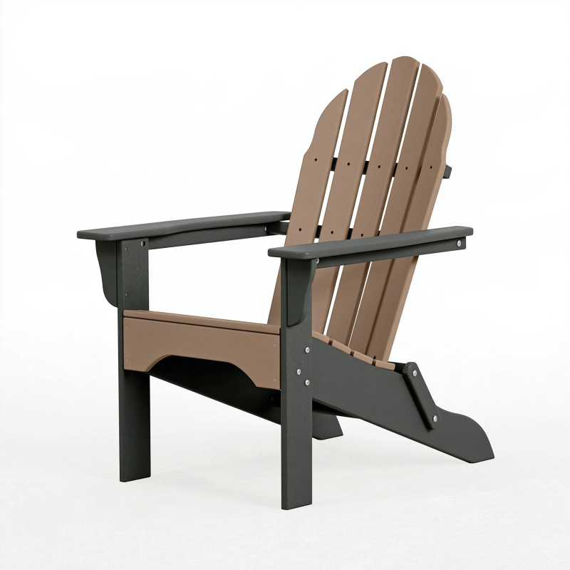 Adirondack Gartenstuhl 82 x 78 x 98 cm aus Kunststoff Taupe Schwarz mit hoher Rückenlehne
