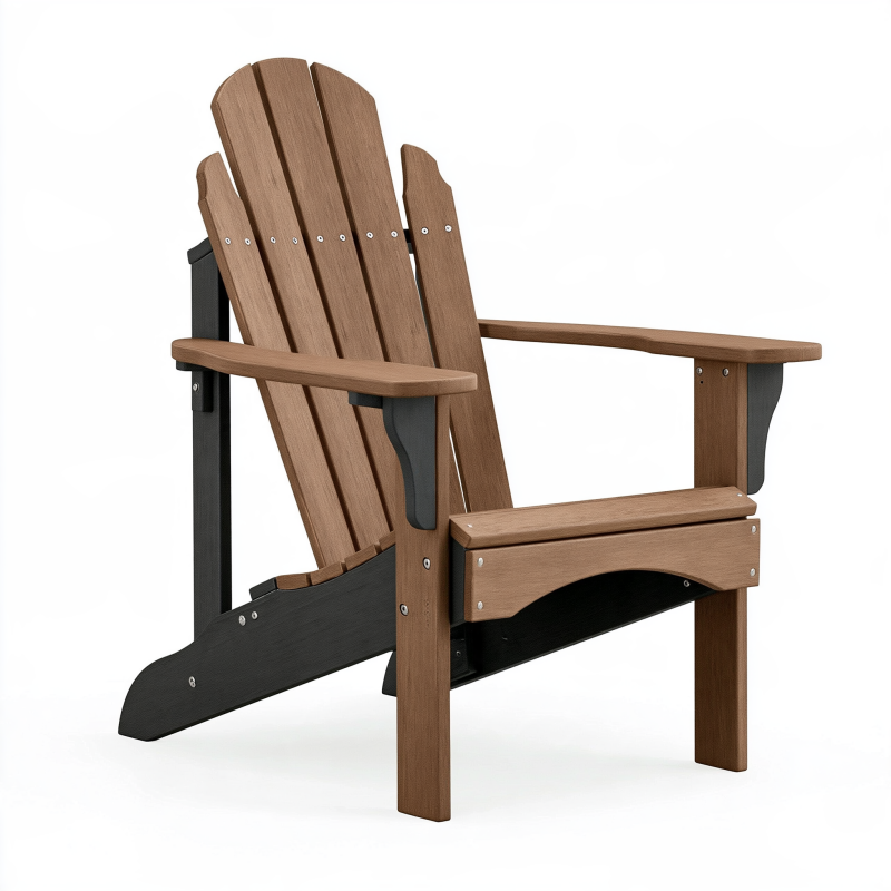 Adirondack-Gartenstuhl 83 x 96 x 98 cm braun/schwarz Kunststoff in Holzoptik mit Armlehnen