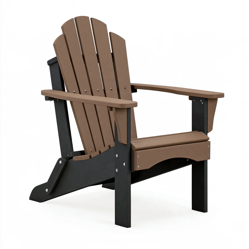 Gartenstuhl 88 x 79 x 98 cm aus Kunststoff Braun Schwarz im Adirondack-Stil