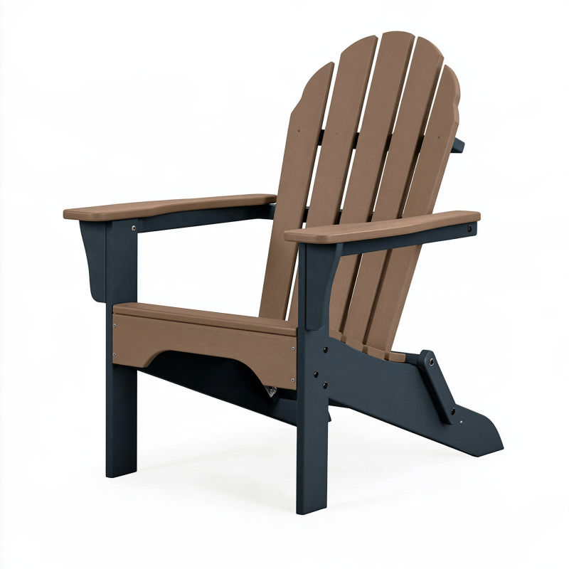 Adirondack-Gartenstuhl 83 x 78 x 98 cm aus Kunststoff und Metall Braun Anthrazit mit hoher Rückenlehne