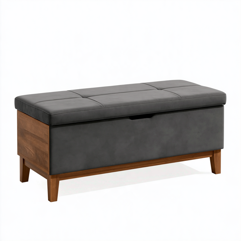 Sitzbank mit Stauraum 120 x 45 x 50 cm Grau Kunstleder Holz gepolstert