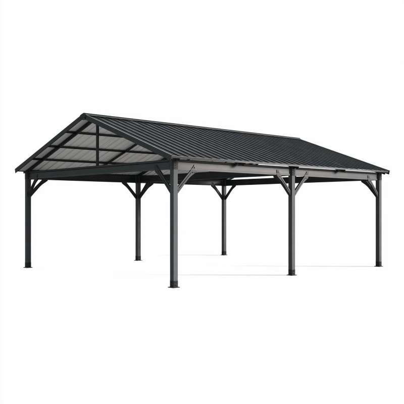 Stahl-Carport 600 x 300 x 270 cm Anthrazit mit Satteldach für Fahrzeuge