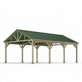 Carport 800 x 500 x 320 cm Holz Grün mit Wellblechdach offene Konstruktion