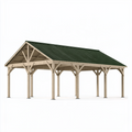 Holzcarport 600 x 400 x 300 cm mit grünem Metalldach freistehend
