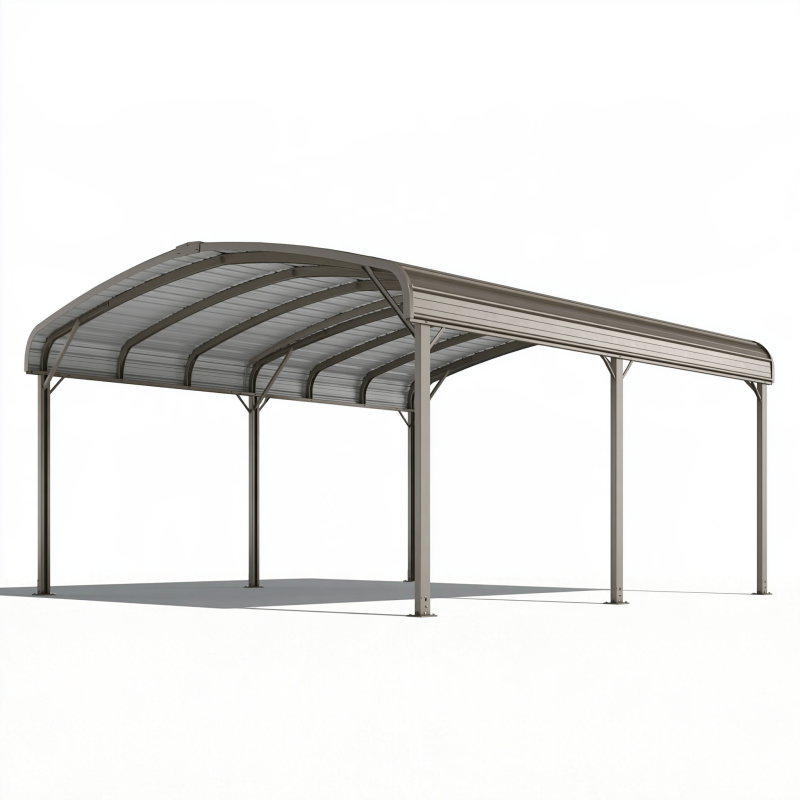 Carport 500 x 300 x 240 cm aus Metall in Grau mit Polycarbonatdach für Außenbereich