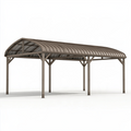 Carport 600 x 300 x 270 cm aus Metall und Polycarbonat in Grau mit Runddach