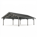 Carport 600 x 500 x 280 cm aus Stahl Dunkelgrau mit Satteldach