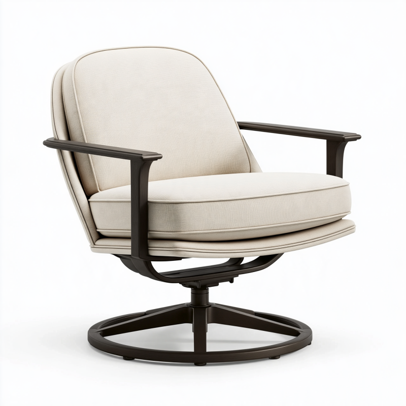 Drehsessel 82 x 78 x 88 cm Creme Metall Stoff gepolstert modern